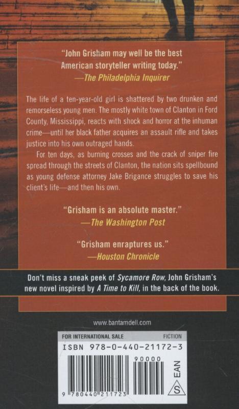 Rückseite: 9780440211723 | A Time to Kill | John Grisham | Taschenbuch | Jake Brigance | Englisch