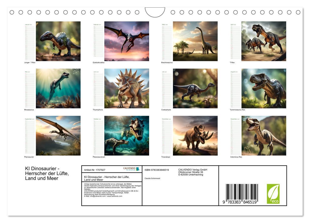 Bild: 9783383846519 | KI Dinosaurier - Herrscher der Lüfte, Land und Meer (Wandkalender...