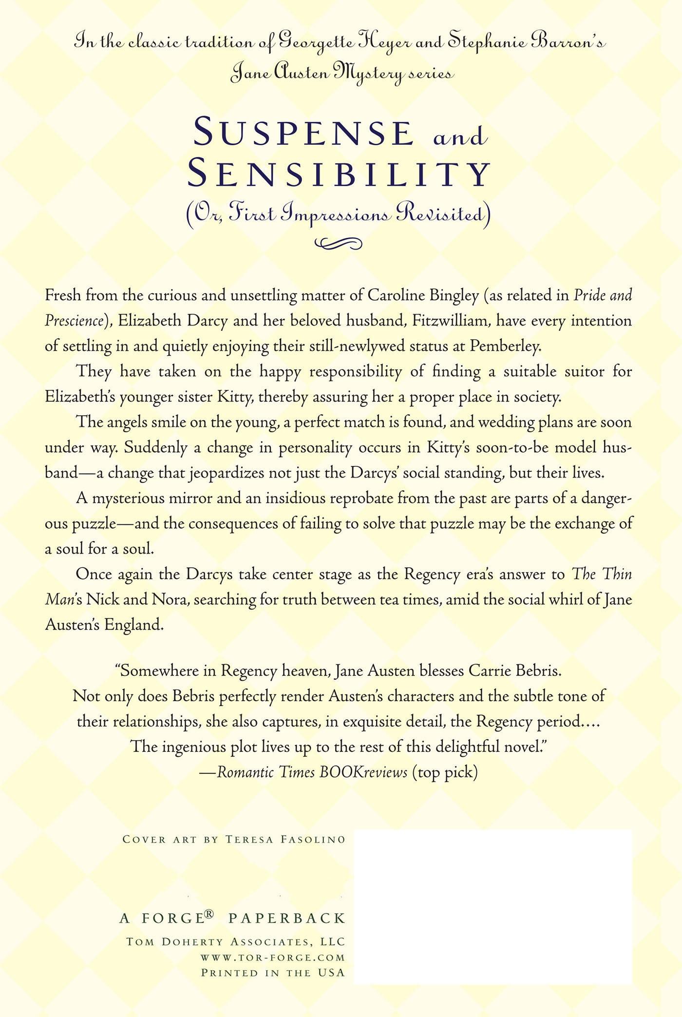 Rückseite: 9780765318442 | Suspense and Sensibility | Or, First Impressions Revisited | Bebris