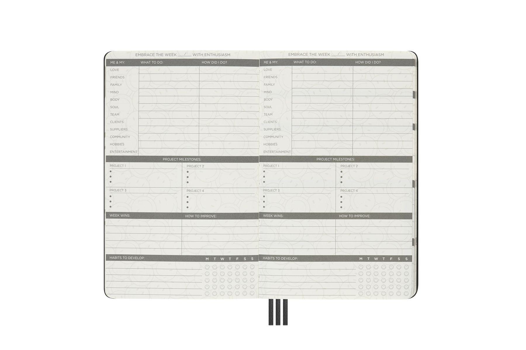 Bild: 8056598854435 | Moleskine Undatierter Kalender - Smiley, Large/A5, Smiley Logo | Buch