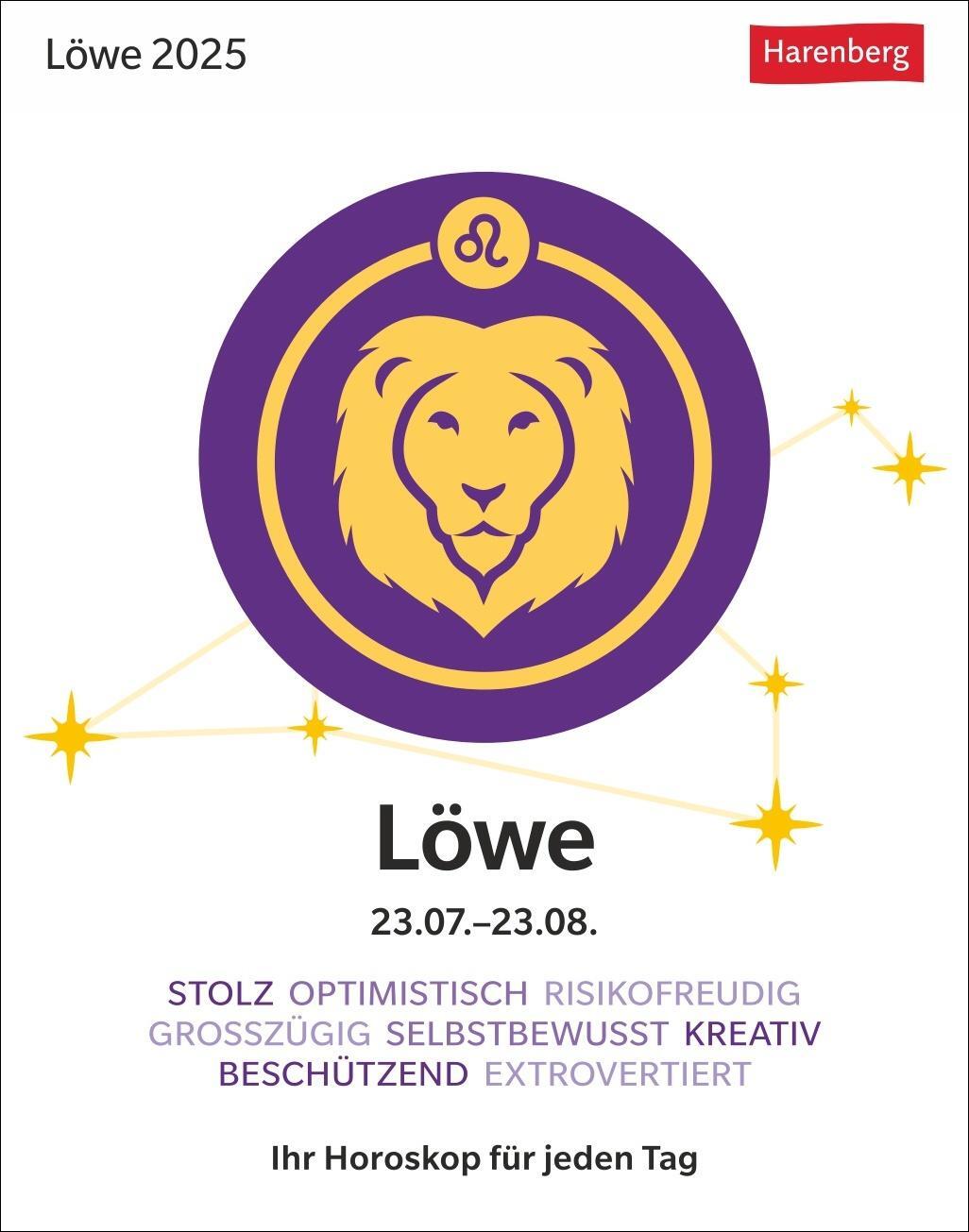 Cover: 9783840033711 | Löwe Sternzeichenkalender 2025 - Tagesabreißkalender - Ihr Horoskop...