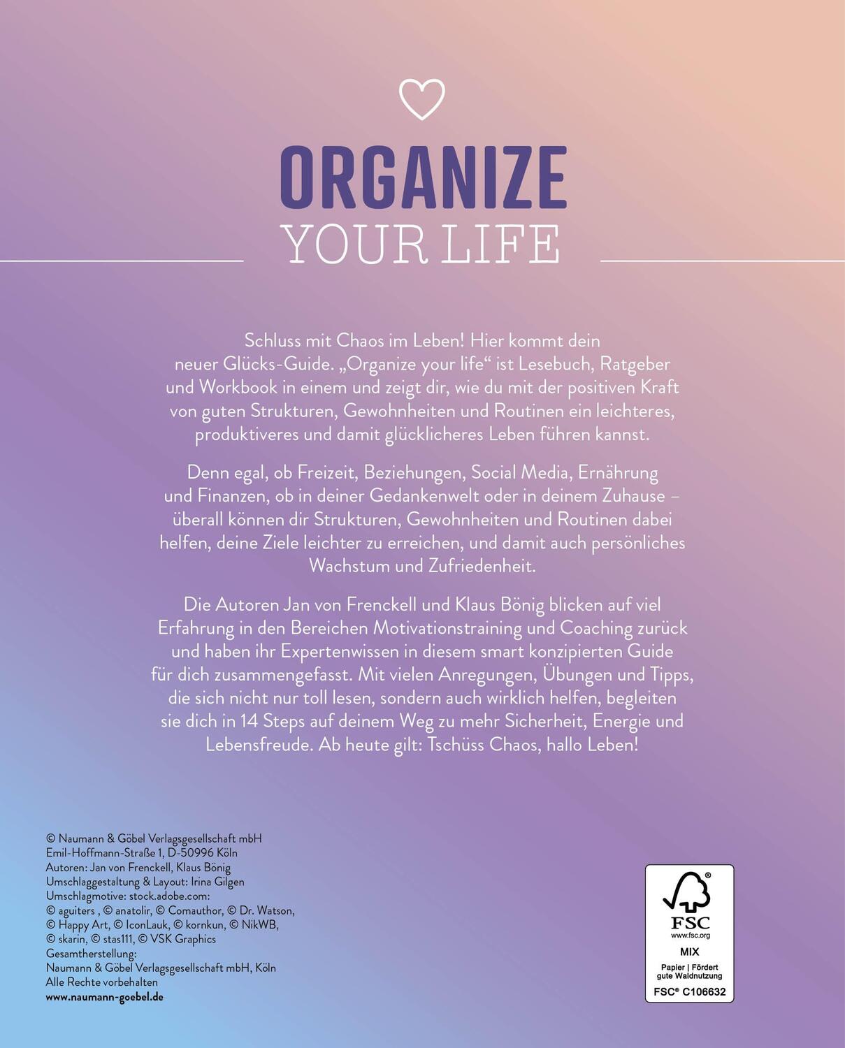 Rückseite: 9783625196075 | Organize your Life | Jan von Frenckell (u. a.) | Buch | 112 S. | 2024