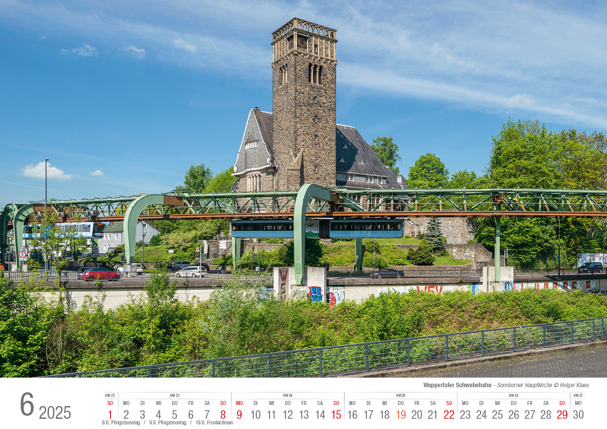 Bild: 9783965352285 | Wuppertaler Schwebebahn 2025 Bildkalender A3 Spiralbindung | Klaes