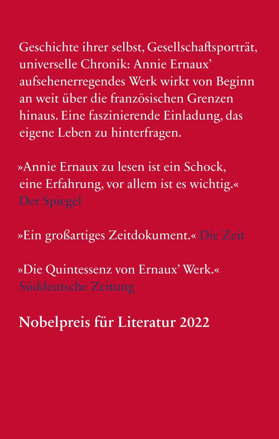 Rückseite: 9783518473870 | Die Jahre | Geschenkausgabe Nobelpreis für Literatur 2022 | Ernaux