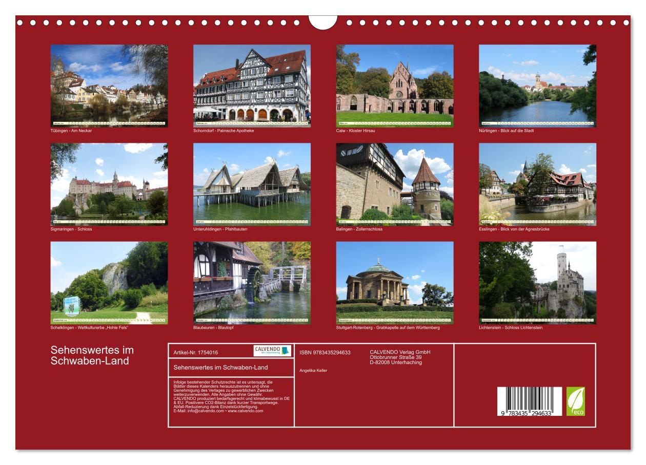 Bild: 9783435294633 | Sehenswertes im Schwaben-Land (Wandkalender 2025 DIN A3 quer),...