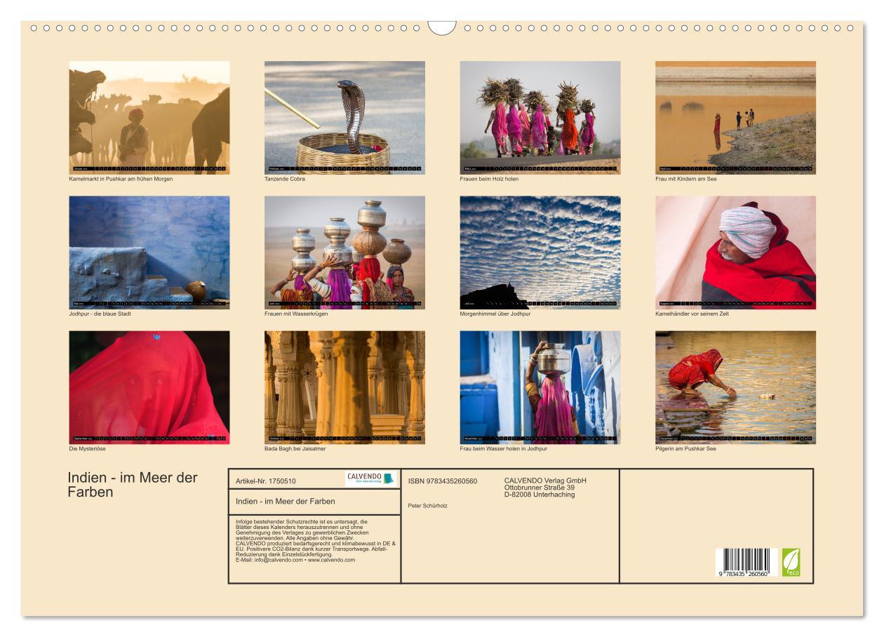 Bild: 9783435260560 | Indien - im Meer der Farben (Wandkalender 2025 DIN A2 quer),...