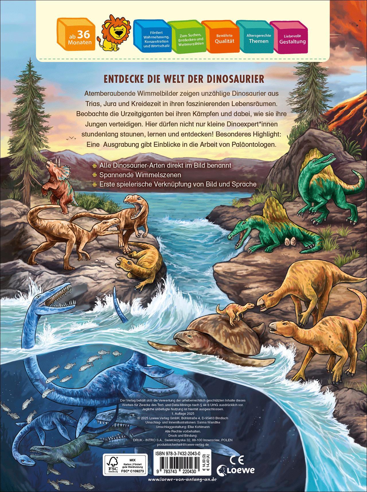 Rückseite: 9783743220430 | Das große Wimmelbuch der Dinosaurier | Sanna Wandtke | Buch | 16 S.