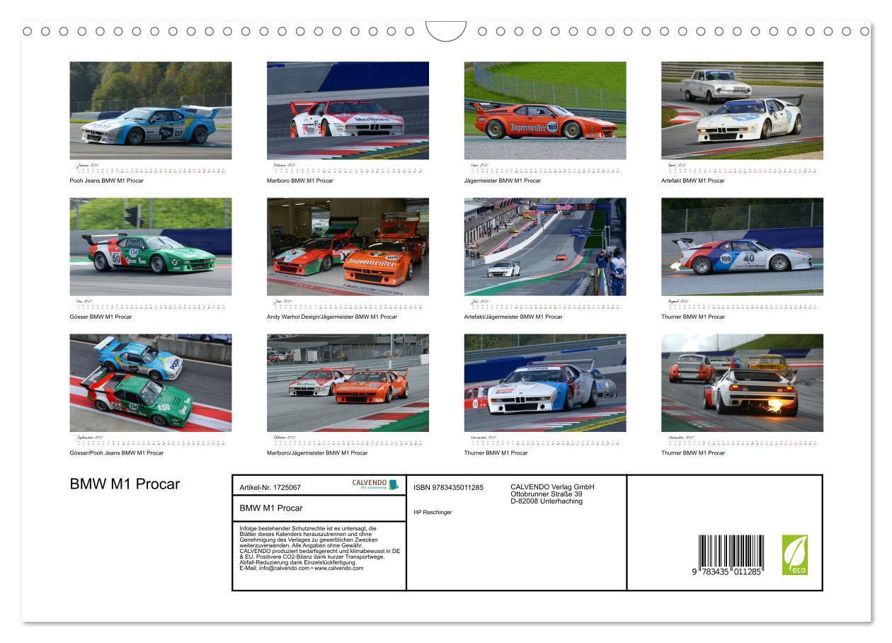 Bild: 9783435011285 | BMW M1 Procar (Wandkalender 2025 DIN A3 quer), CALVENDO Monatskalender