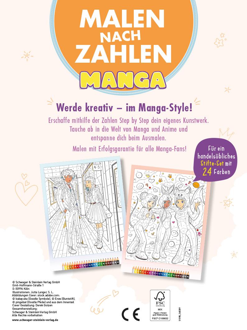 Rückseite: 9783849945183 | Malen nach Zahlen Manga | Schwager &amp; Steinlein Verlag | Taschenbuch