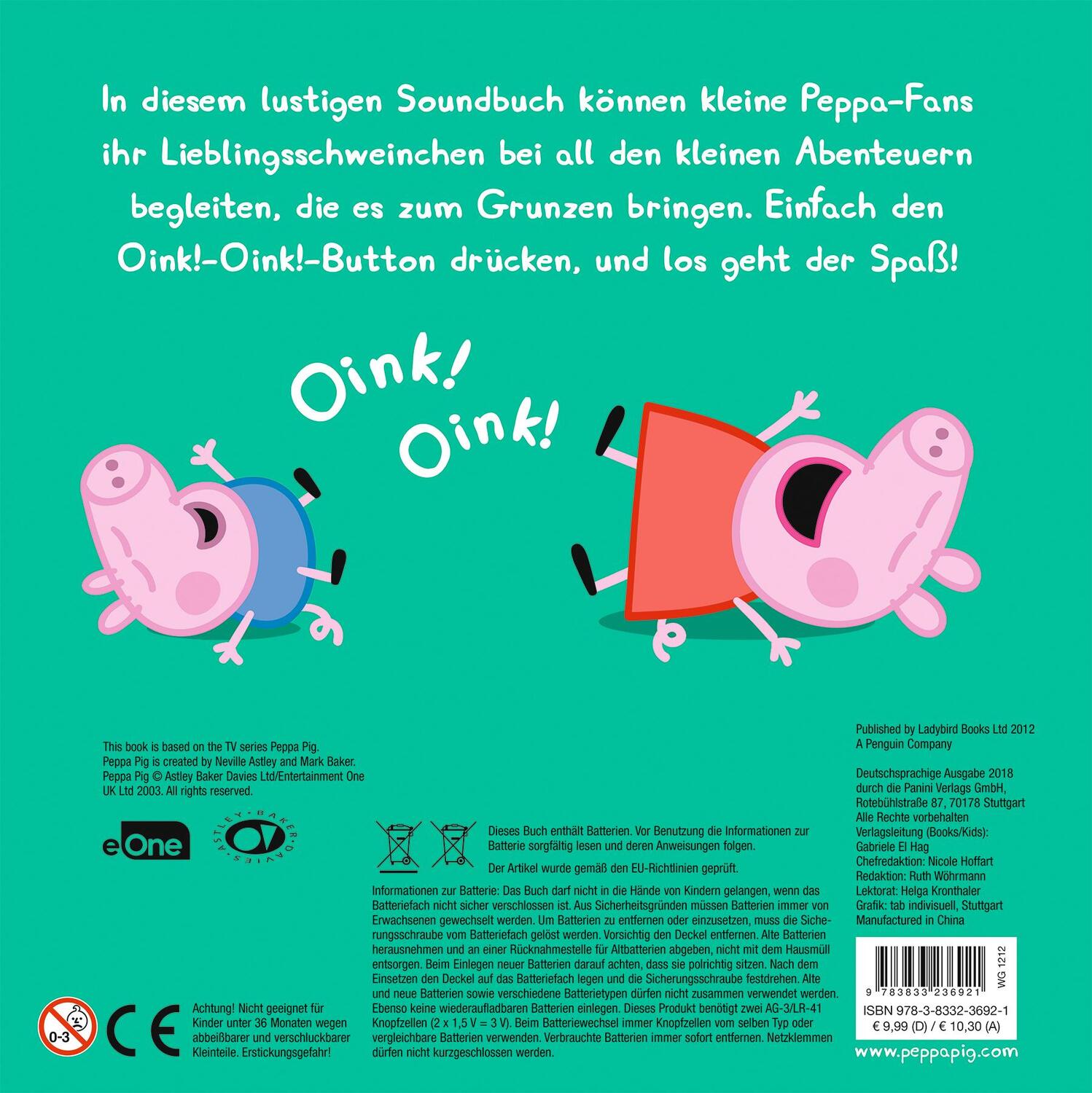 Rückseite: 9783833236921 | Peppa Pig: Oink! Oink! Hör mal, wer da grunzt! | Panini | Buch | 12 S.