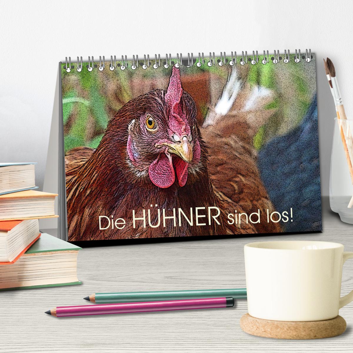 Bild: 9783435506323 | Die Hühner sind los! (Tischkalender 2025 DIN A5 quer), CALVENDO...