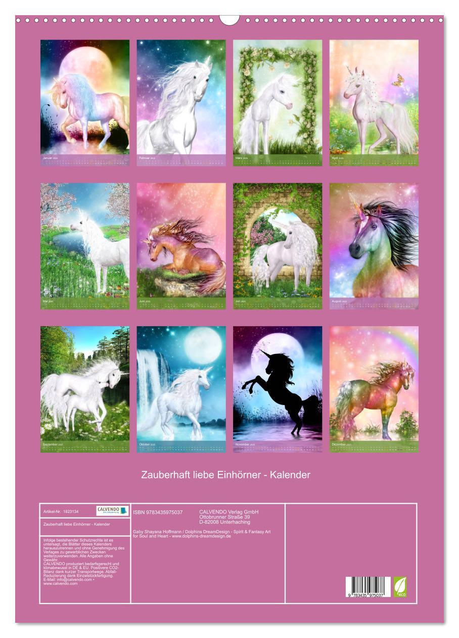 Bild: 9783435975037 | Zauberhaft liebe Einhörner - Kalender (Wandkalender 2025 DIN A2...