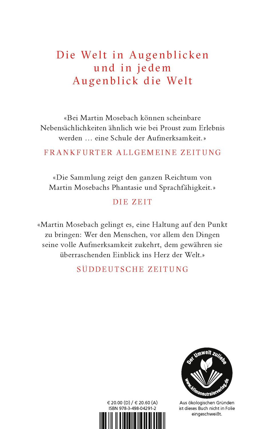 Rückseite: 9783498042912 | Das Leben ist kurz | Zwölf Bagatellen | Martin Mosebach | Buch | 2016