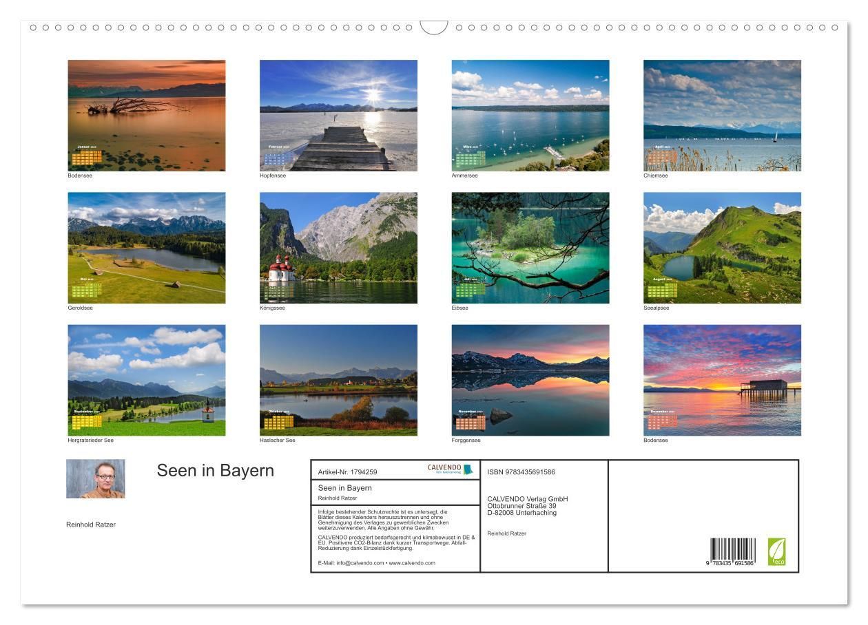 Bild: 9783435691586 | Seen in Bayern (Wandkalender 2025 DIN A2 quer), CALVENDO...