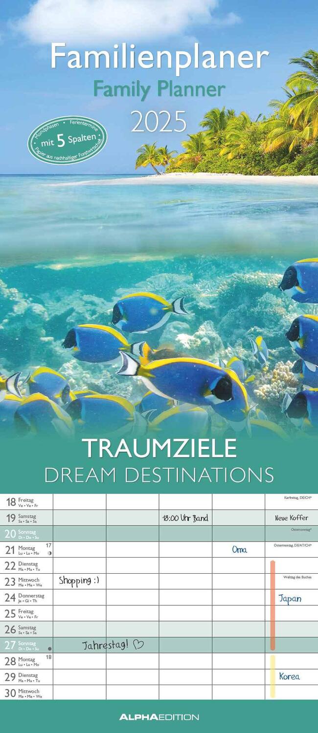 Cover: 4251732341428 | Traumziele 2025 Familienplaner - Familienkalender - Wandkalender -...