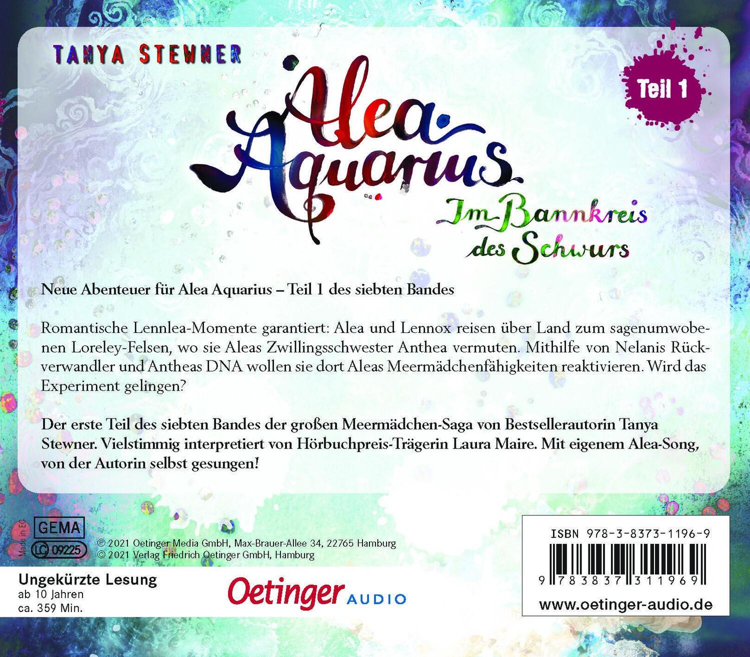 Rückseite: 9783837311969 | Alea Aquarius 7 Teil 1. Im Bannkreis des Schwurs | Tanya Stewner | CD