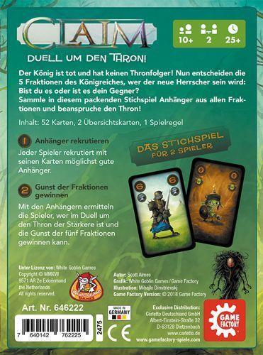 Bild: 7640142762225 | Claim | Spieler: 2, Dauer: ca. 25 Minuten | Game Factory | Spiel