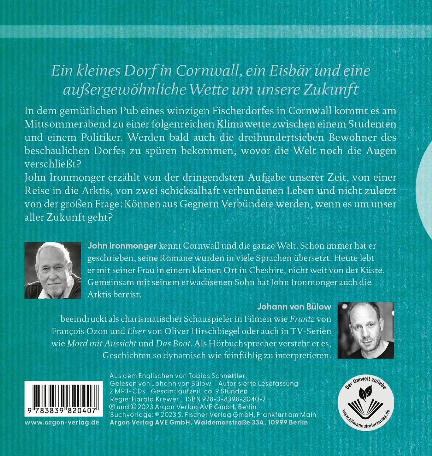 Rückseite: 9783839820407 | Der Eisbär und die Hoffnung auf morgen | Roman | John Ironmonger | MP3