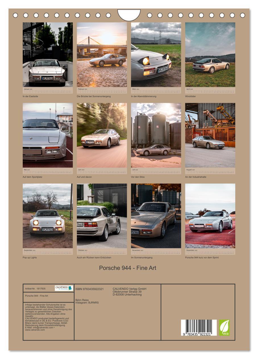 Bild: 9783435922321 | Porsche 944 - Fine Art (Wandkalender 2025 DIN A4 hoch), CALVENDO...