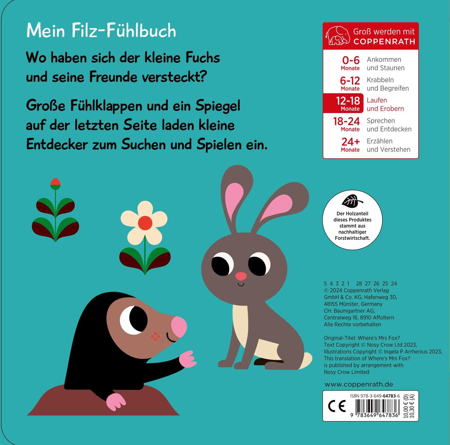 Rückseite: 9783649647836 | Mein Filz-Fühlbuch: Kuckuck, kleiner Fuchs! | Ingela P. Arrhenius