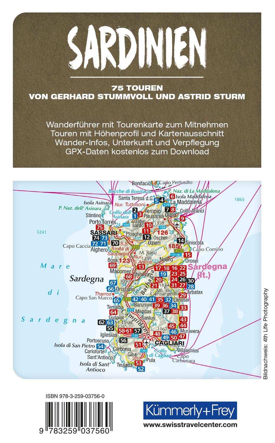 Rückseite: 9783259037560 | Sardinien Wanderführer | Mit 75 Touren und Outdoor App | Stummvoll