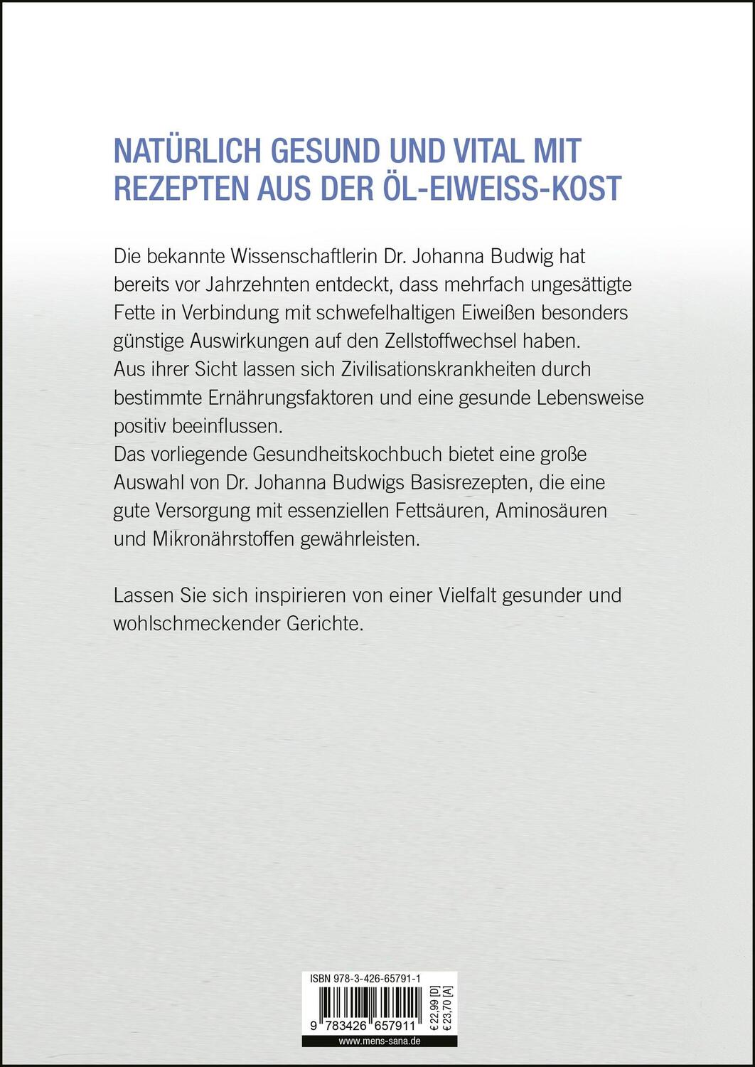 Rückseite: 9783426657911 | Basisrezepte aus der Öl-Eiweiß-Kost | Johanna Budwig | Taschenbuch