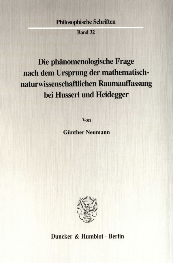 Cover: 9783428096909 | Die phänomenologische Frage nach dem Ursprung der...