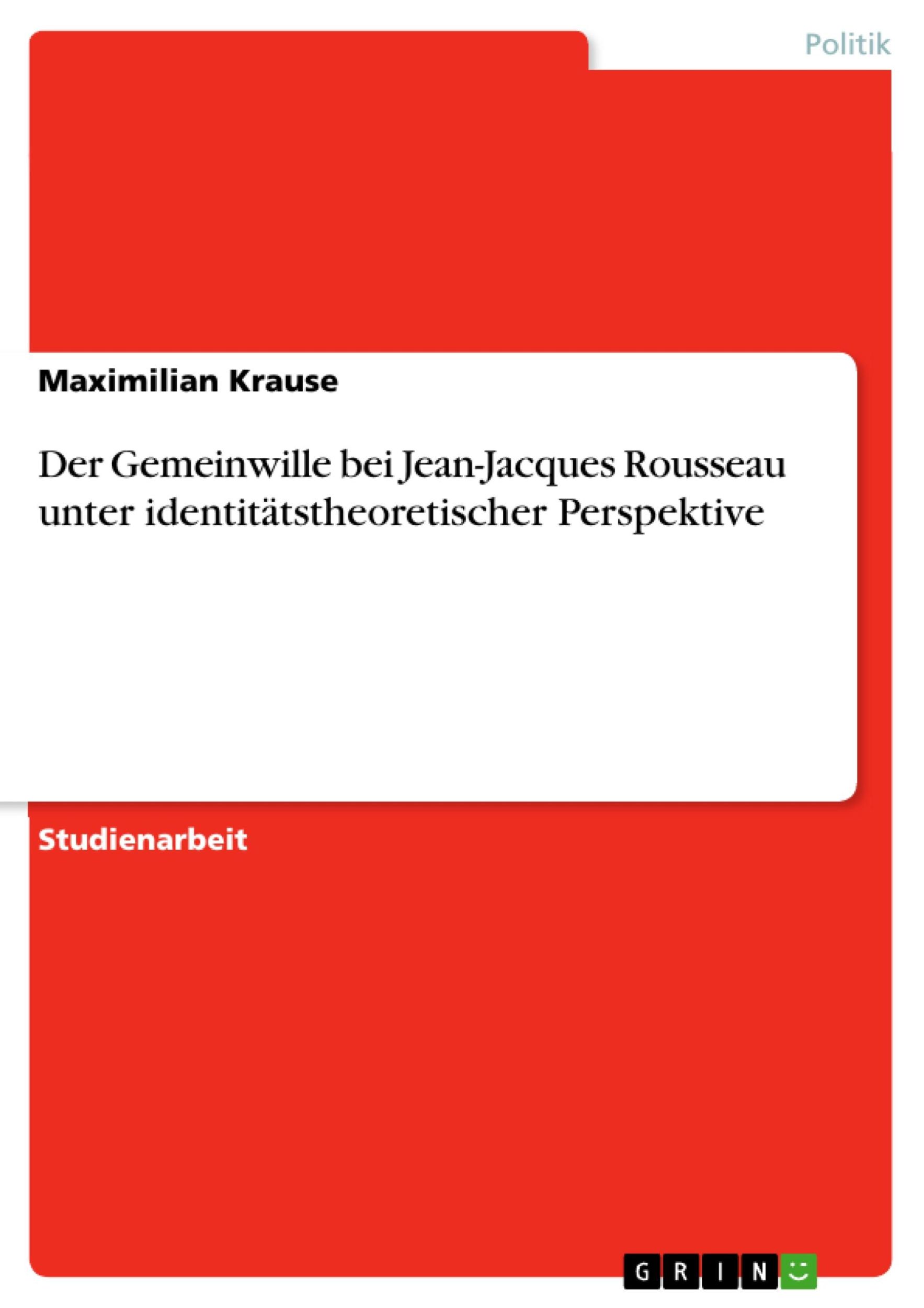 Cover: 9783668392809 | Der Gemeinwille bei Jean-Jacques Rousseau unter...