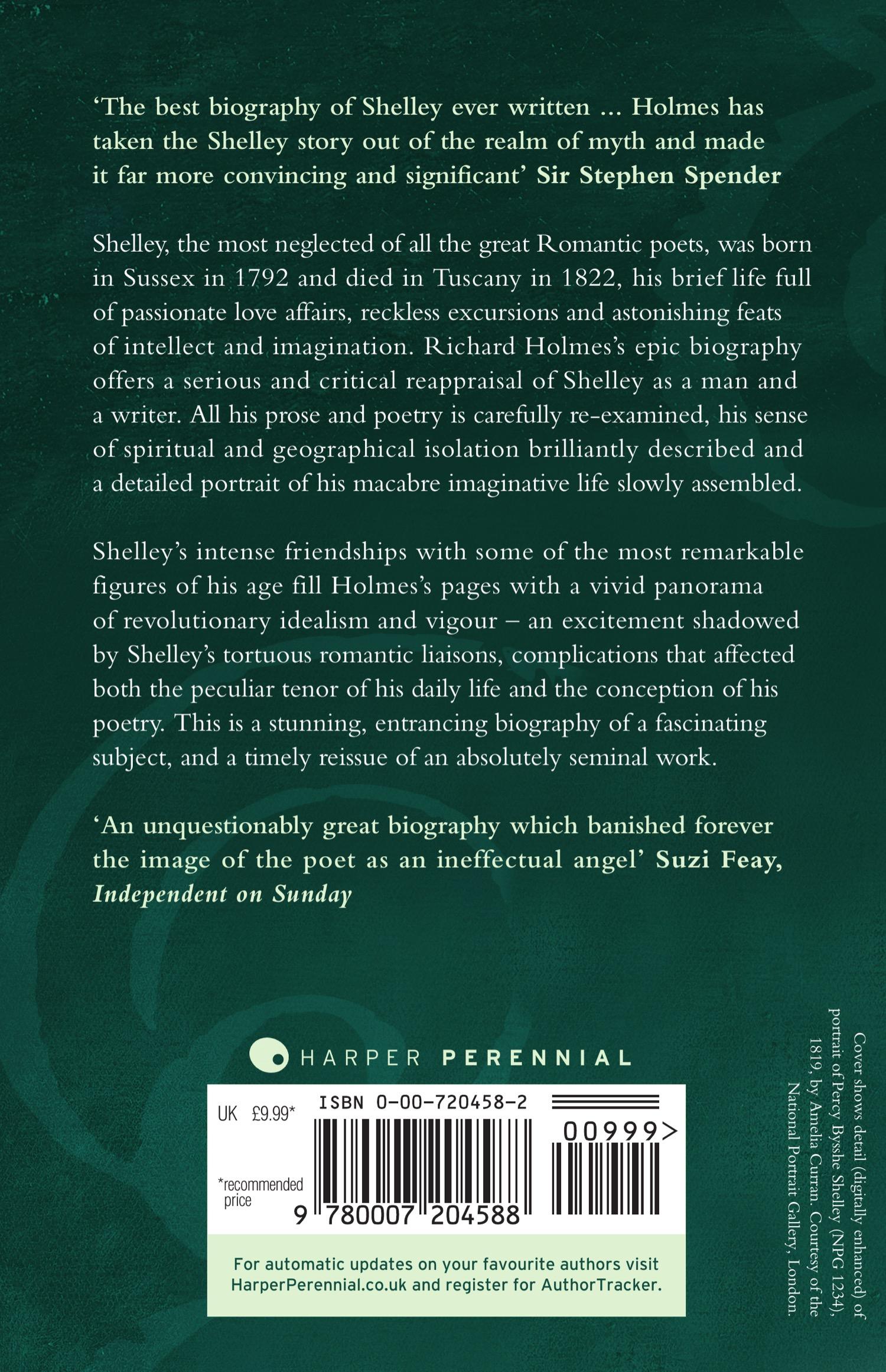 Rückseite: 9780007204588 | Shelley | The Pursuit | Richard Holmes | Taschenbuch | Englisch | 2005