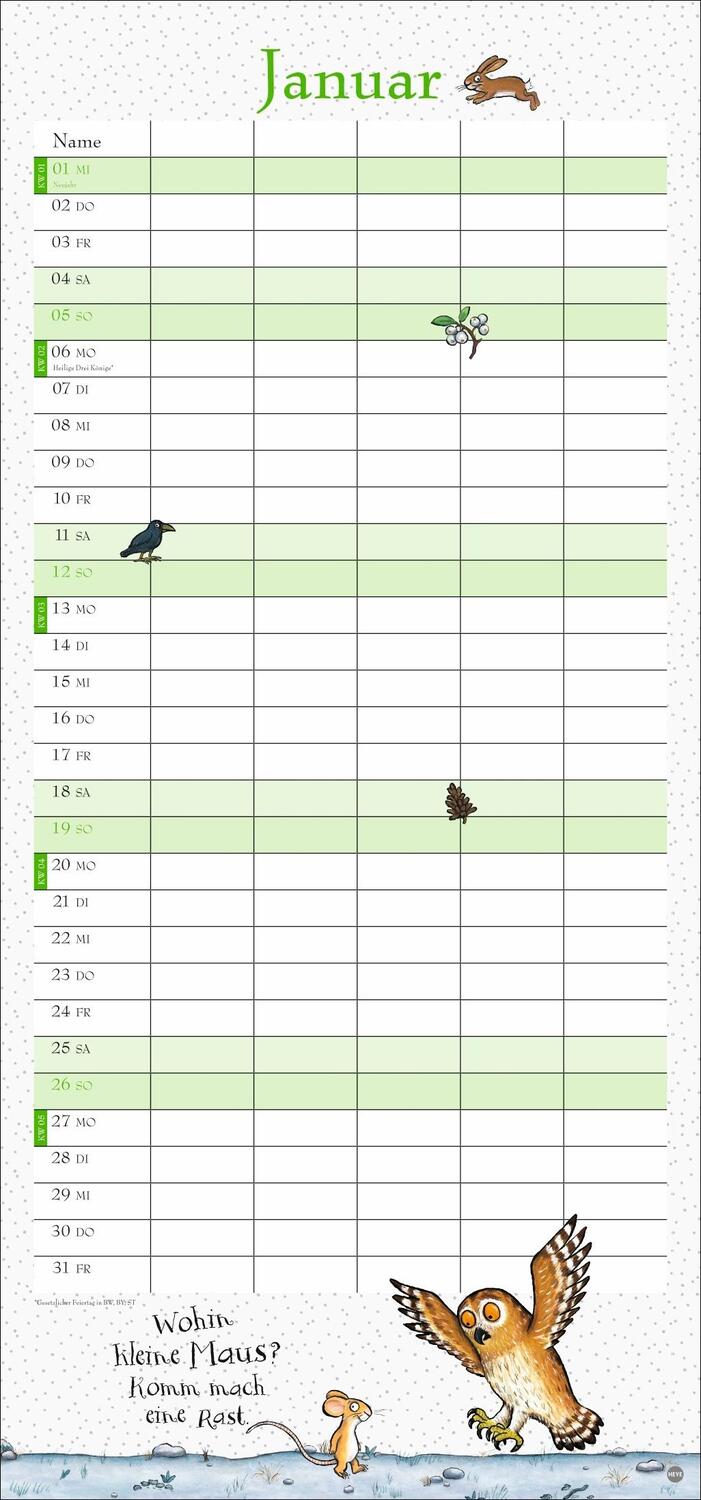 Bild: 9783756405923 | Der Grüffelo Familienplaner 2025 | Kalender | Familienplaner Athesia