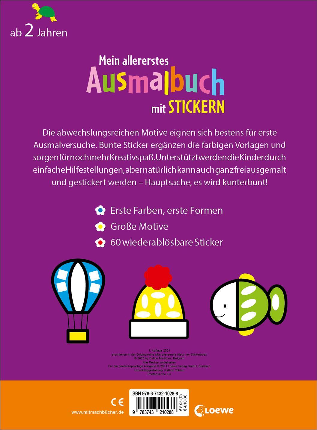 Rückseite: 9783743210288 | Mein allererstes Ausmalbuch mit Stickern (Blume) | Loewe Kreativ