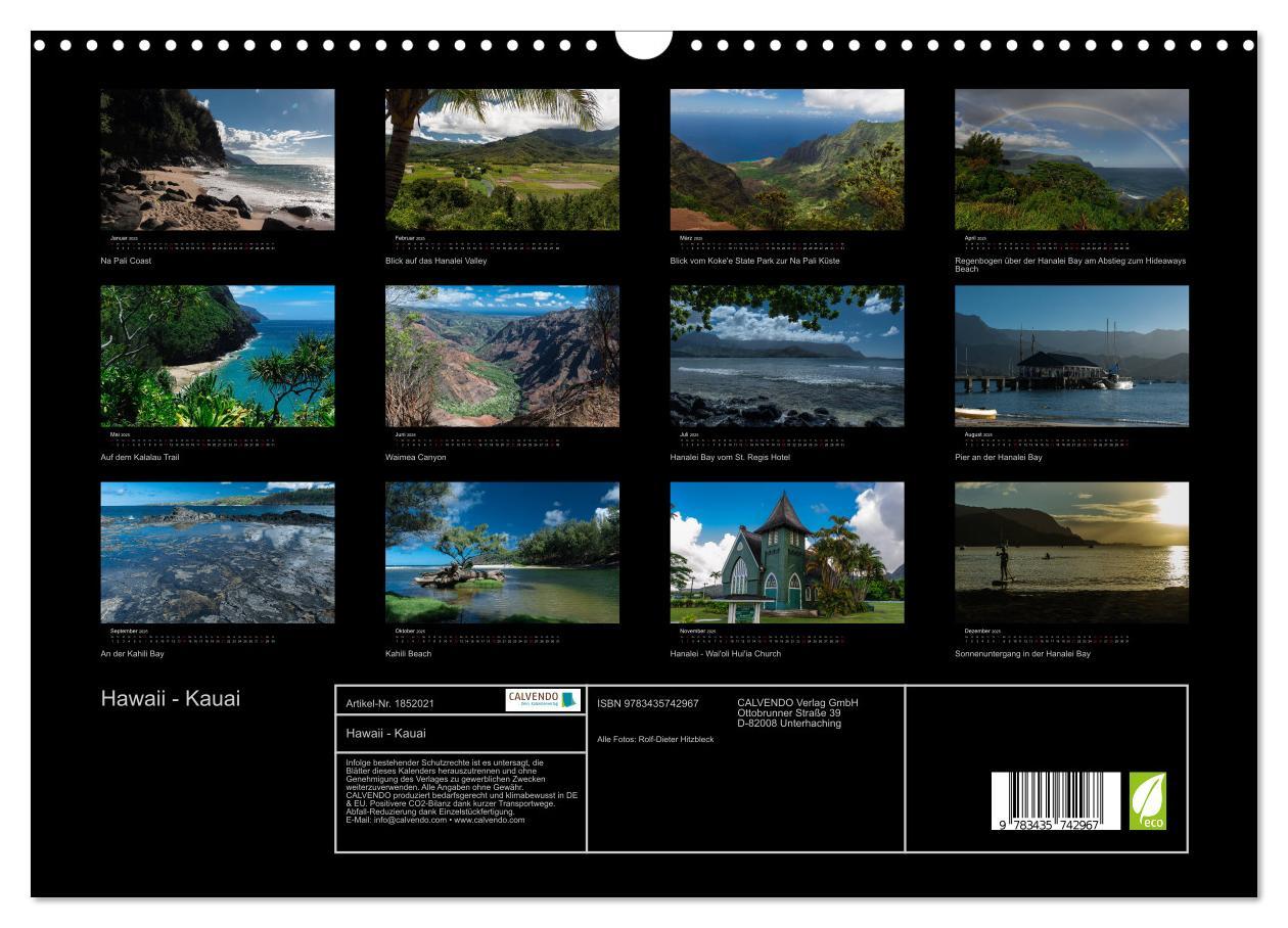 Bild: 9783435742967 | Hawaii - Kauai (Wandkalender 2025 DIN A3 quer), CALVENDO...