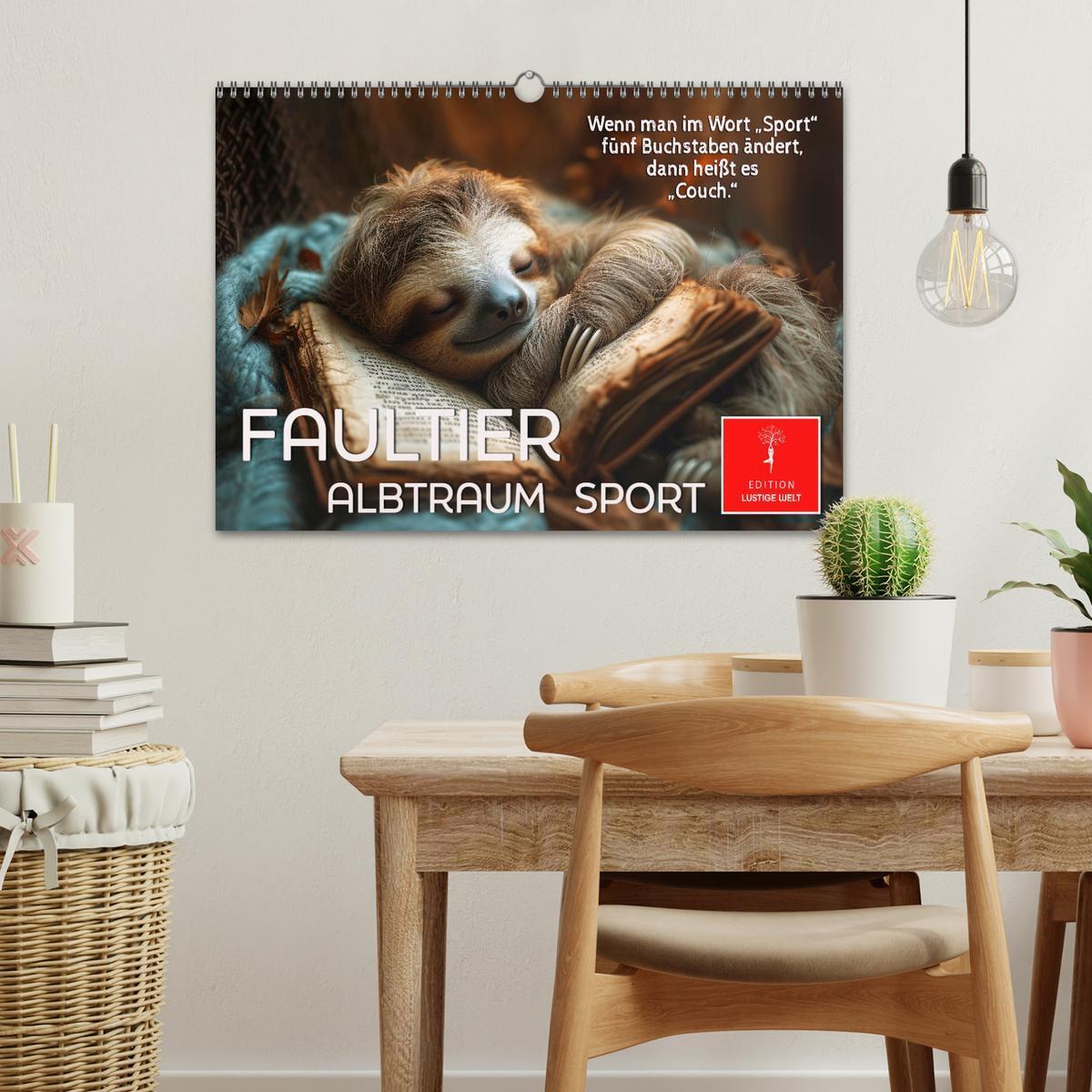 Bild: 9783383771644 | Faultier - Albtraum Sport (Wandkalender 2025 DIN A3 quer), CALVENDO...