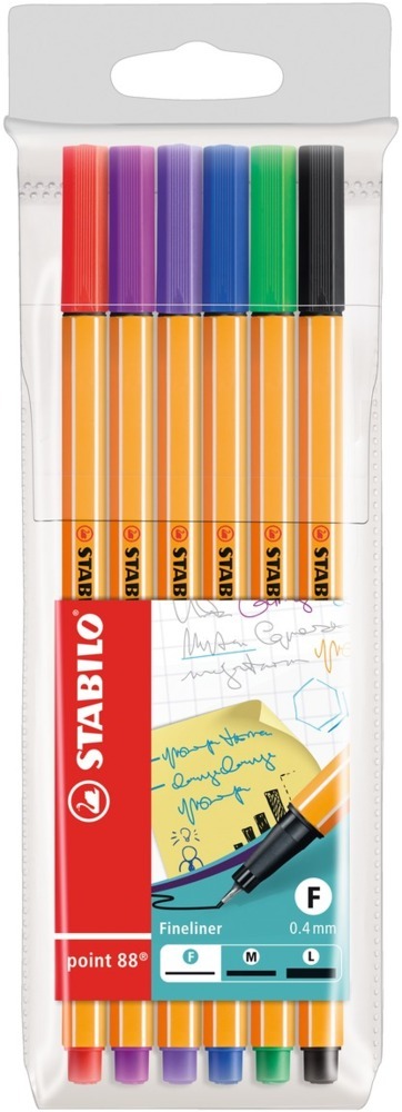 Cover: 4006381316132 | Fineliner - STABILO point 88 - 6er Pack - mit 6 verschiedenen Farben