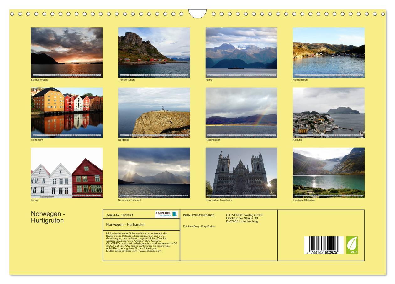 Bild: 9783435800926 | Norwegen - Hurtigruten (Wandkalender 2025 DIN A3 quer), CALVENDO...