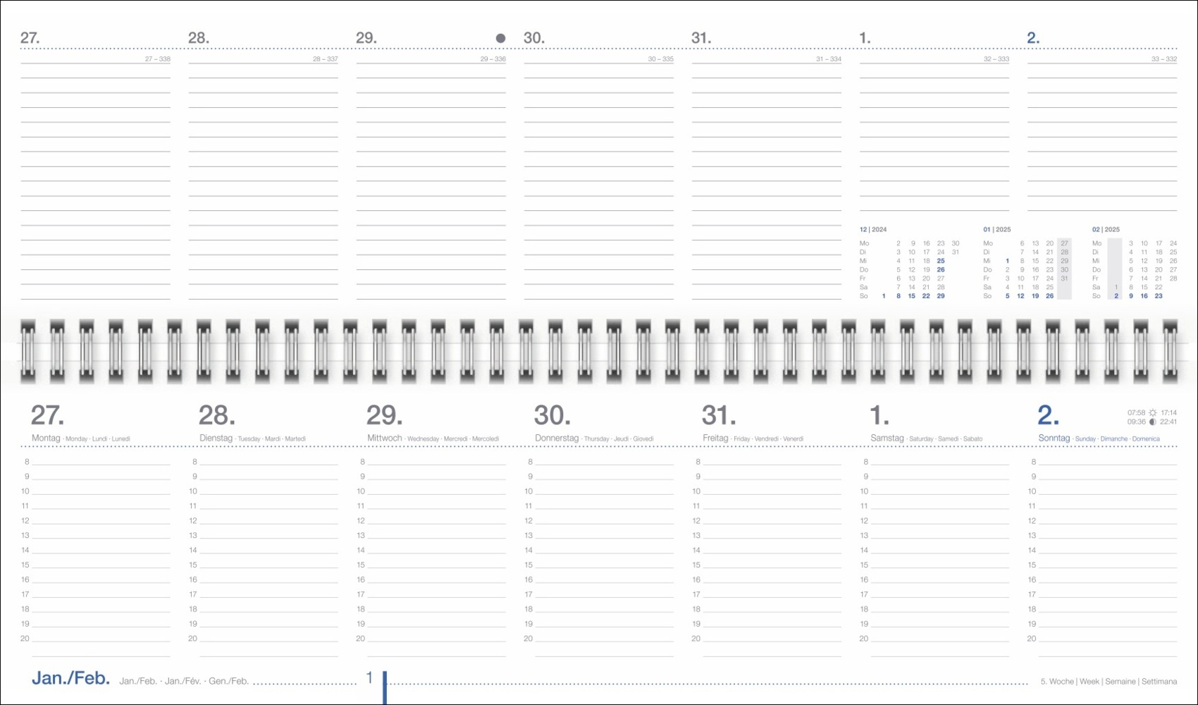 Bild: 9783756406494 | Wochenquerplaner, anthrazit 2025 | Kalender | Spiralbindung | 128 S.