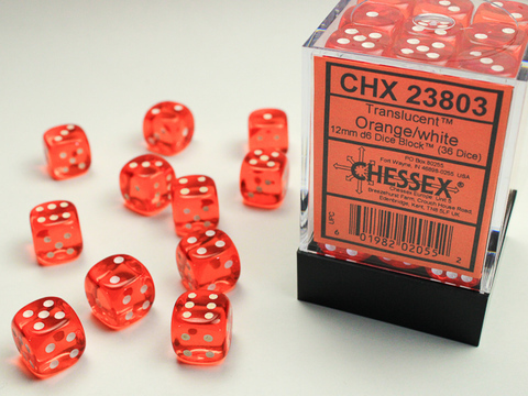 Cover: 601982020552 | Translucent 12mm d6 Orange/white Dice Block™ (36 dice) | deutsch