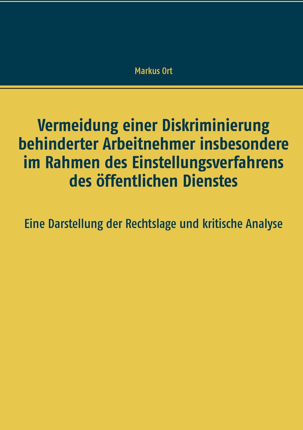 Cover: 9783741281181 | Vermeidung einer Diskriminierung behinderter Arbeitnehmer...