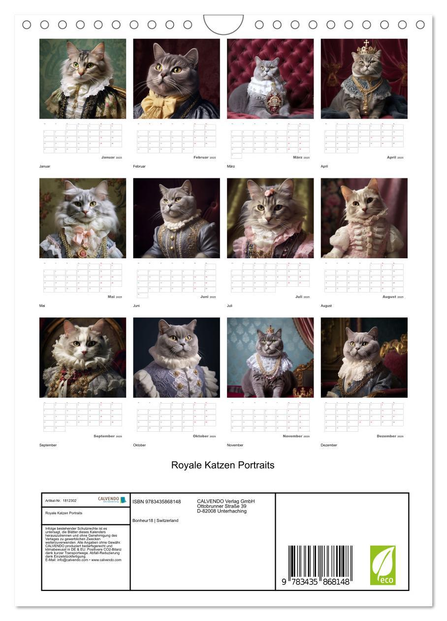 Bild: 9783435868148 | Royale Katzen Portraits (Wandkalender 2025 DIN A4 hoch), CALVENDO...