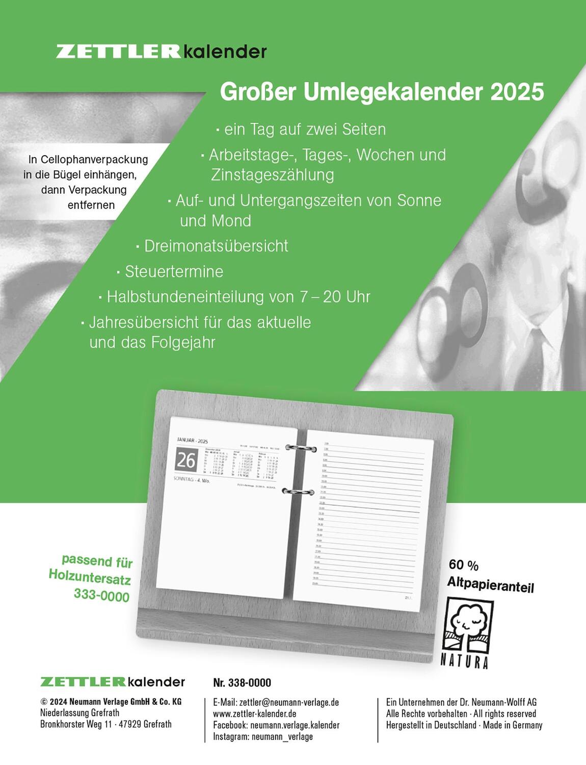 Cover: 4006928026562 | Großer Umlege-Kalender 2025 - 10,5x14,2 cm - 1 Tag auf 2 Seiten -...