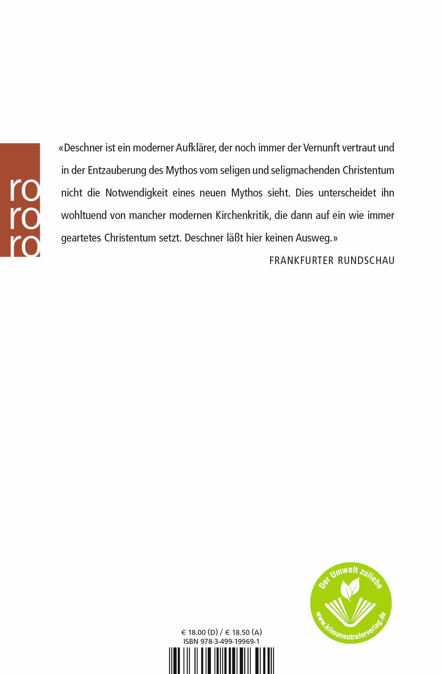 Rückseite: 9783499199691 | Kriminalgeschichte des Christentums 1 | Karlheinz Deschner | Buch