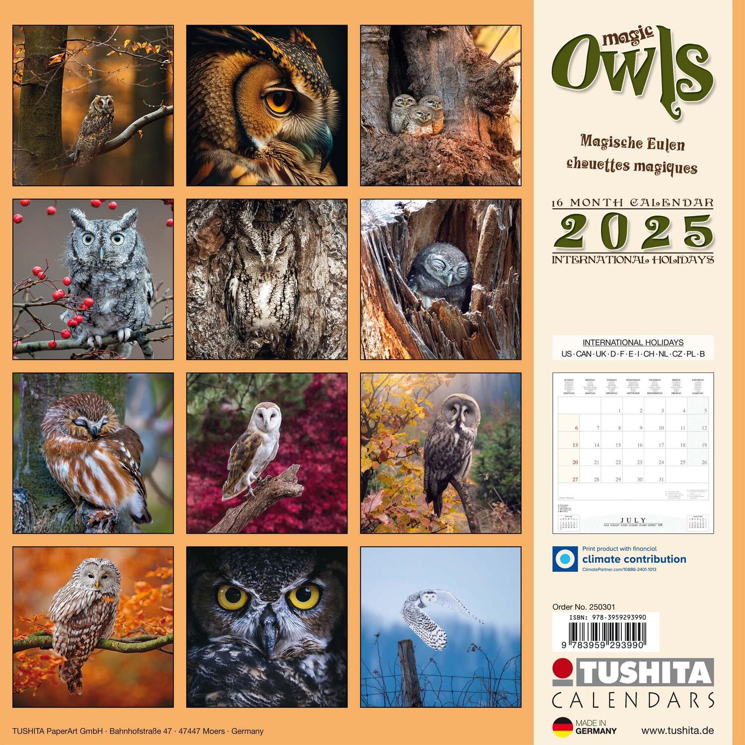 Rückseite: 9783959293990 | Magic Owls 2025 | Kalender 2025 | Kalender | Wonderful World | 28 S.