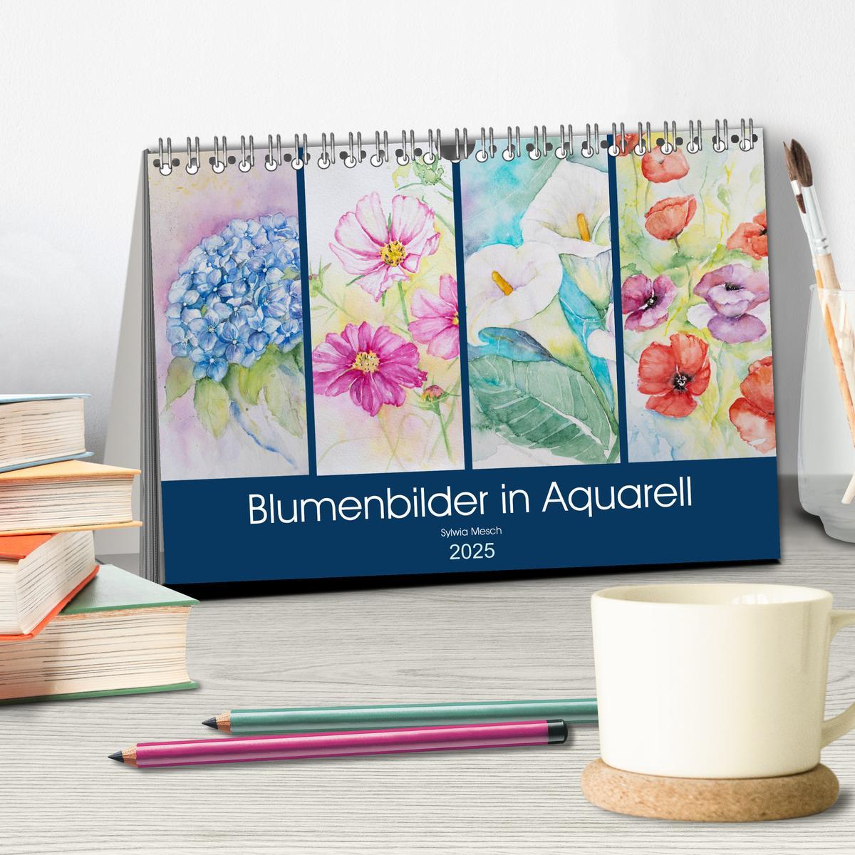 Bild: 9783435311460 | Blumenbilder in Aquarell (Tischkalender 2025 DIN A5 quer), CALVENDO...