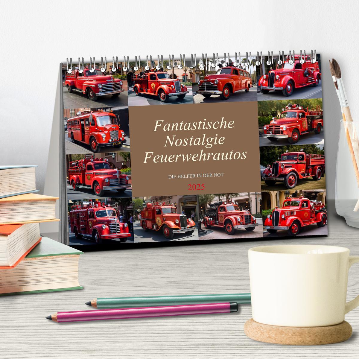 Bild: 9783383905629 | Fantastische Nostalgie Feurwehrautos (Tischkalender 2025 DIN A5...