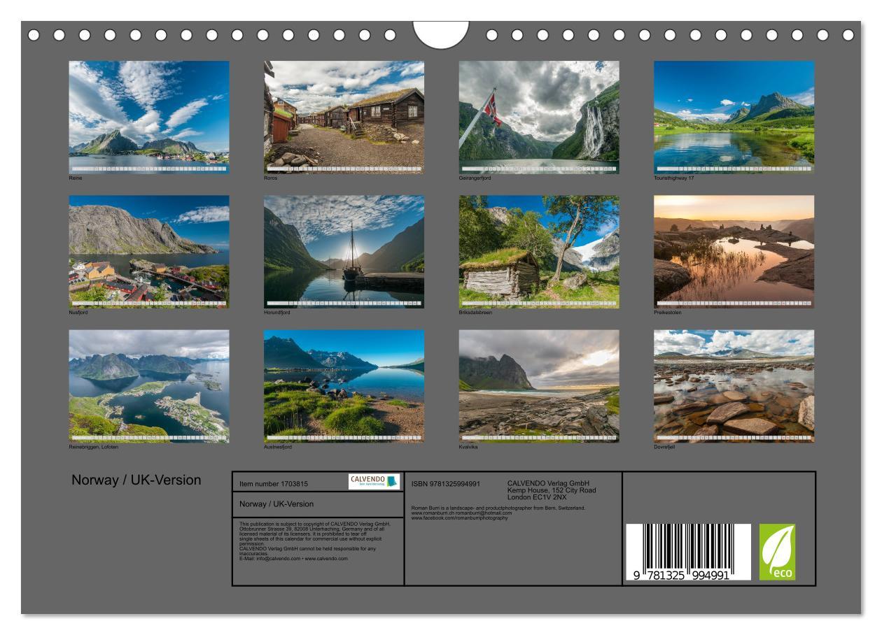 Bild: 9781325994991 | Norway / UK-Version (Wall Calendar 2025 DIN A4 landscape), CALVENDO...