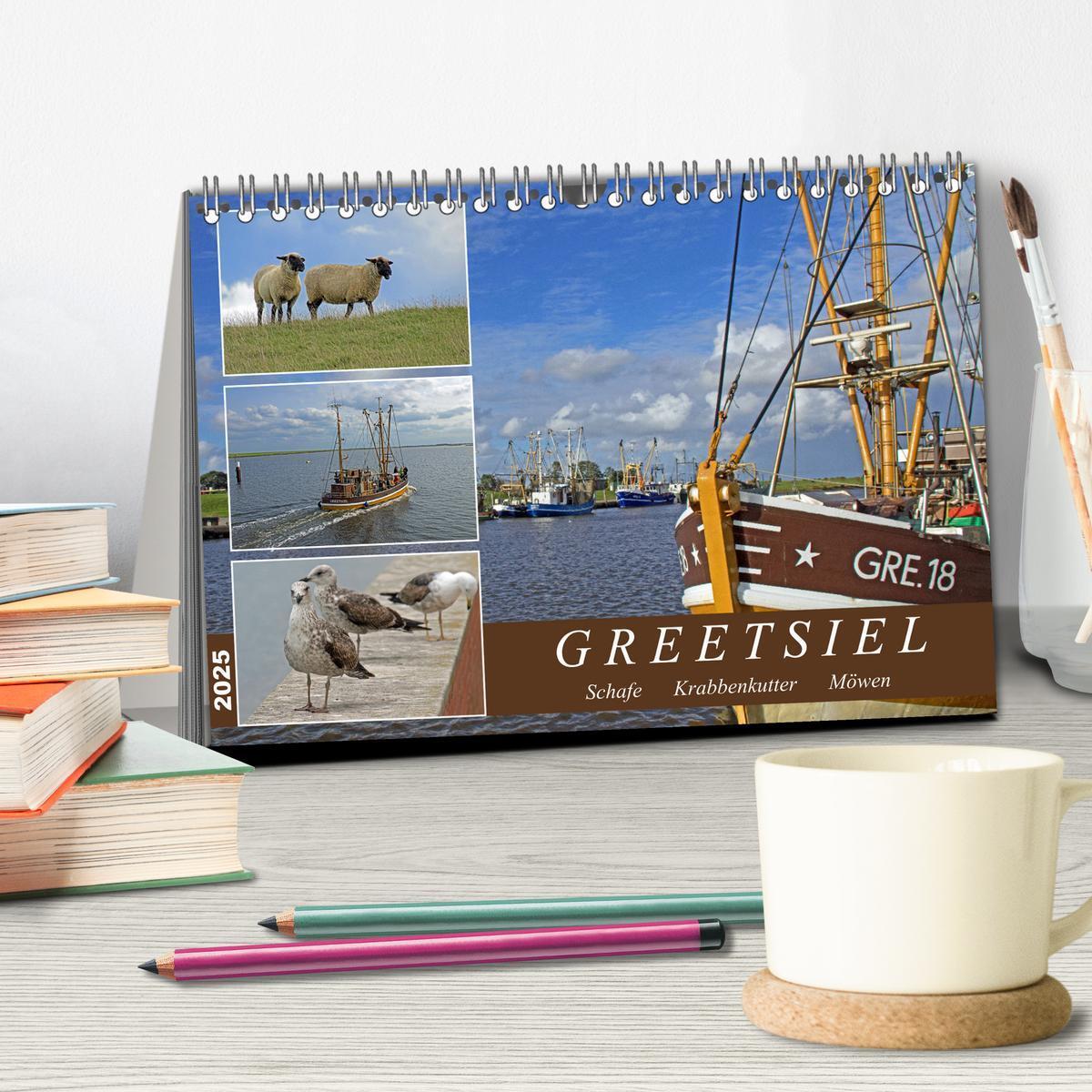 Bild: 9783435057177 | GREETSIEL - Schafe - Krabbenkutter - Möwen (Tischkalender 2025 DIN...