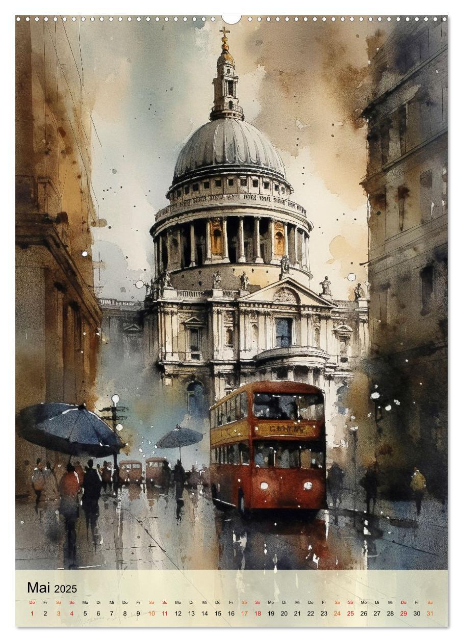 Bild: 9783435876389 | London - ein Regentag (Wandkalender 2025 DIN A2 hoch), CALVENDO...