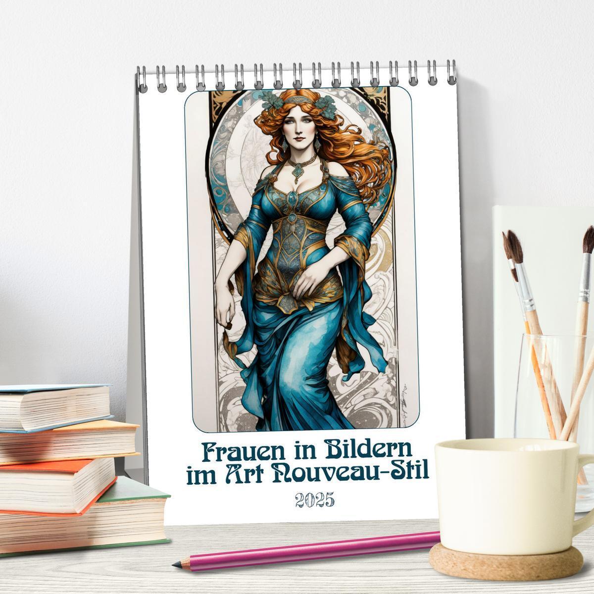 Bild: 9783383801440 | Frauen in Bildern im Art Nouveau-Stil (Tischkalender 2025 DIN A5...