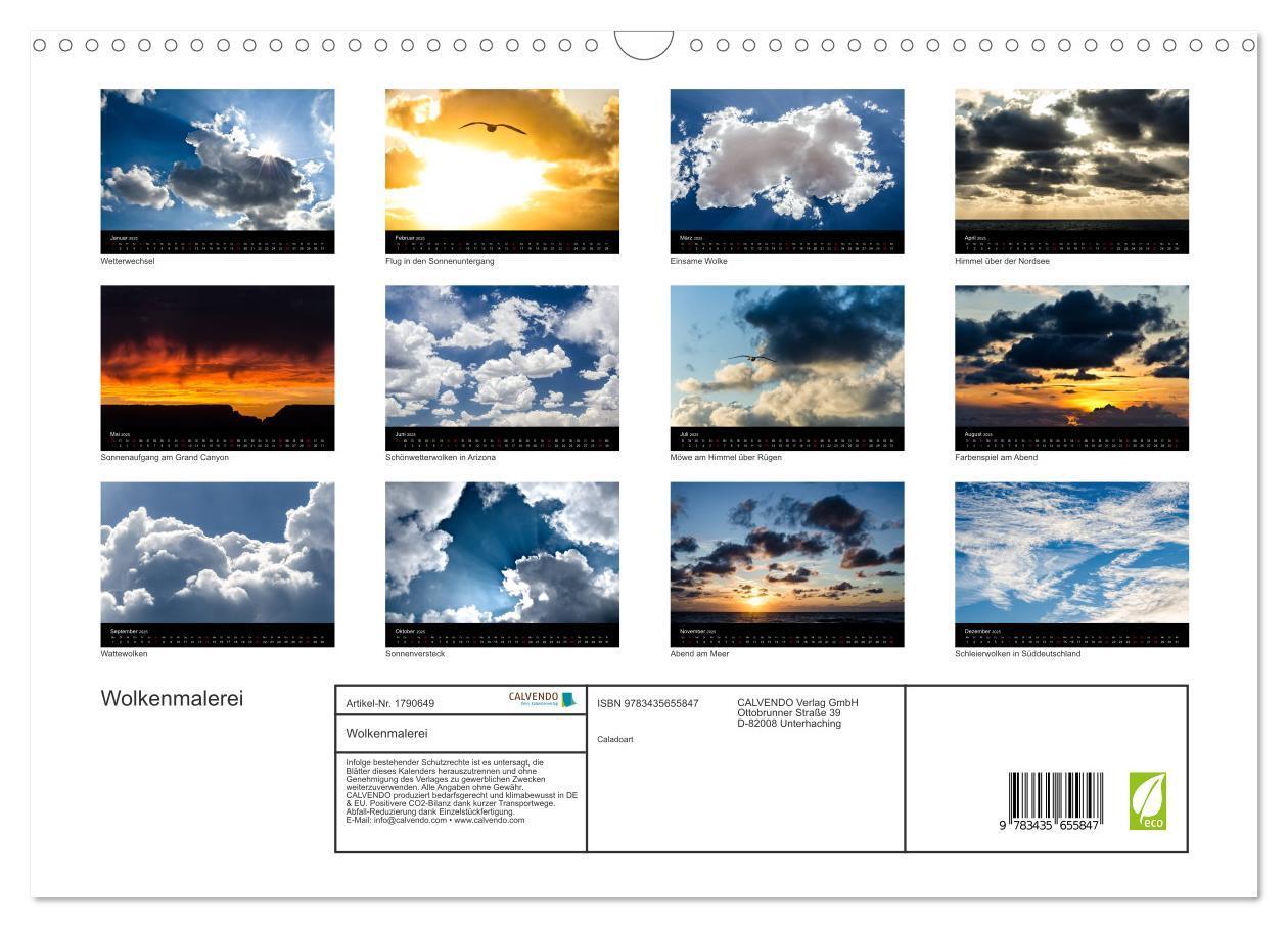 Bild: 9783435655847 | Wolkenmalerei (Wandkalender 2025 DIN A3 quer), CALVENDO Monatskalender