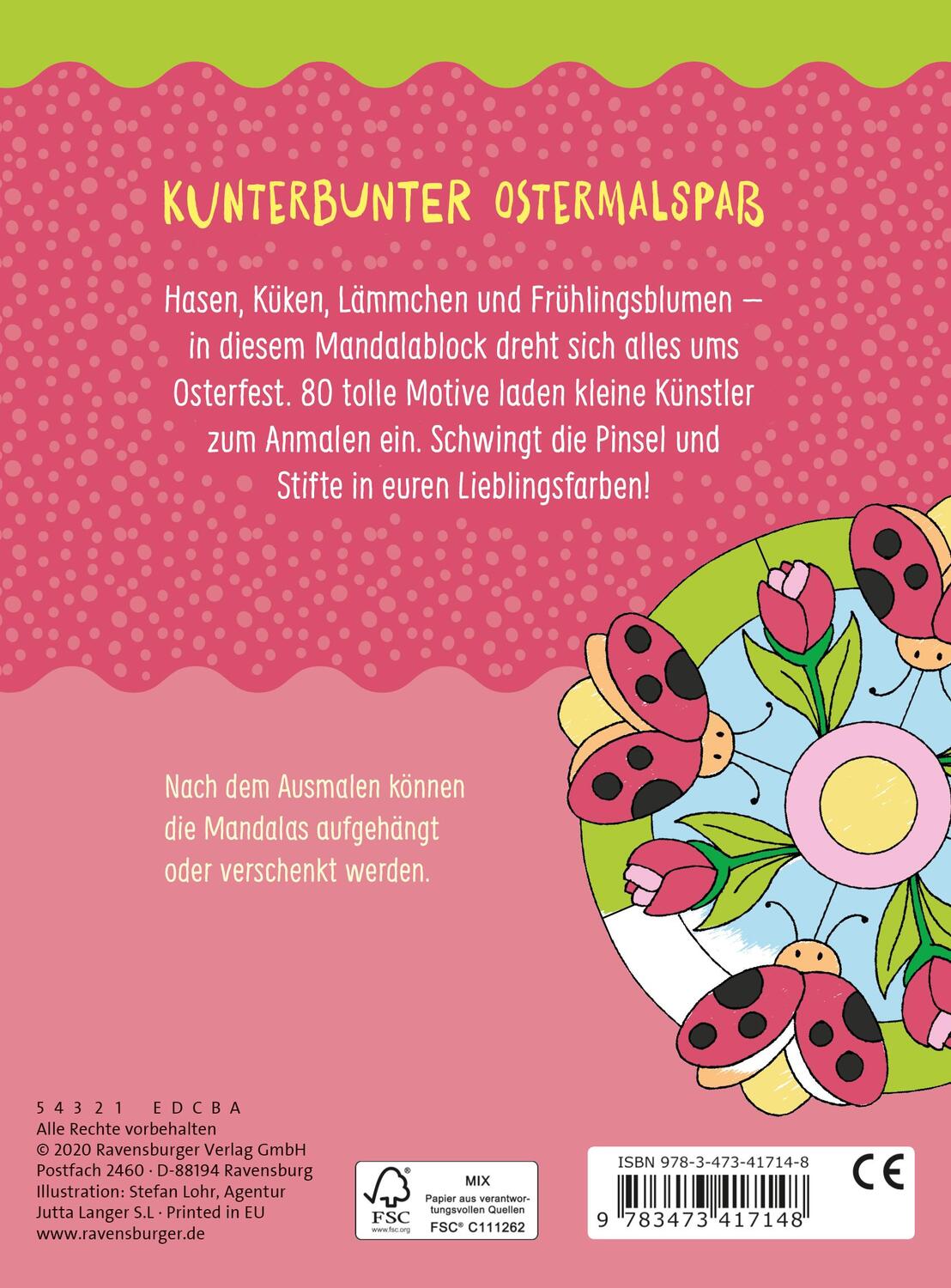 Rückseite: 9783473417148 | Die schönsten Mandalas zu Ostern | Taschenbuch | Block | 160 S. | 2020